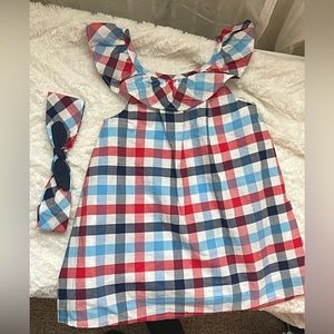 Tommy Bahama, 4th of July dress, size 24 months, with matching headband.